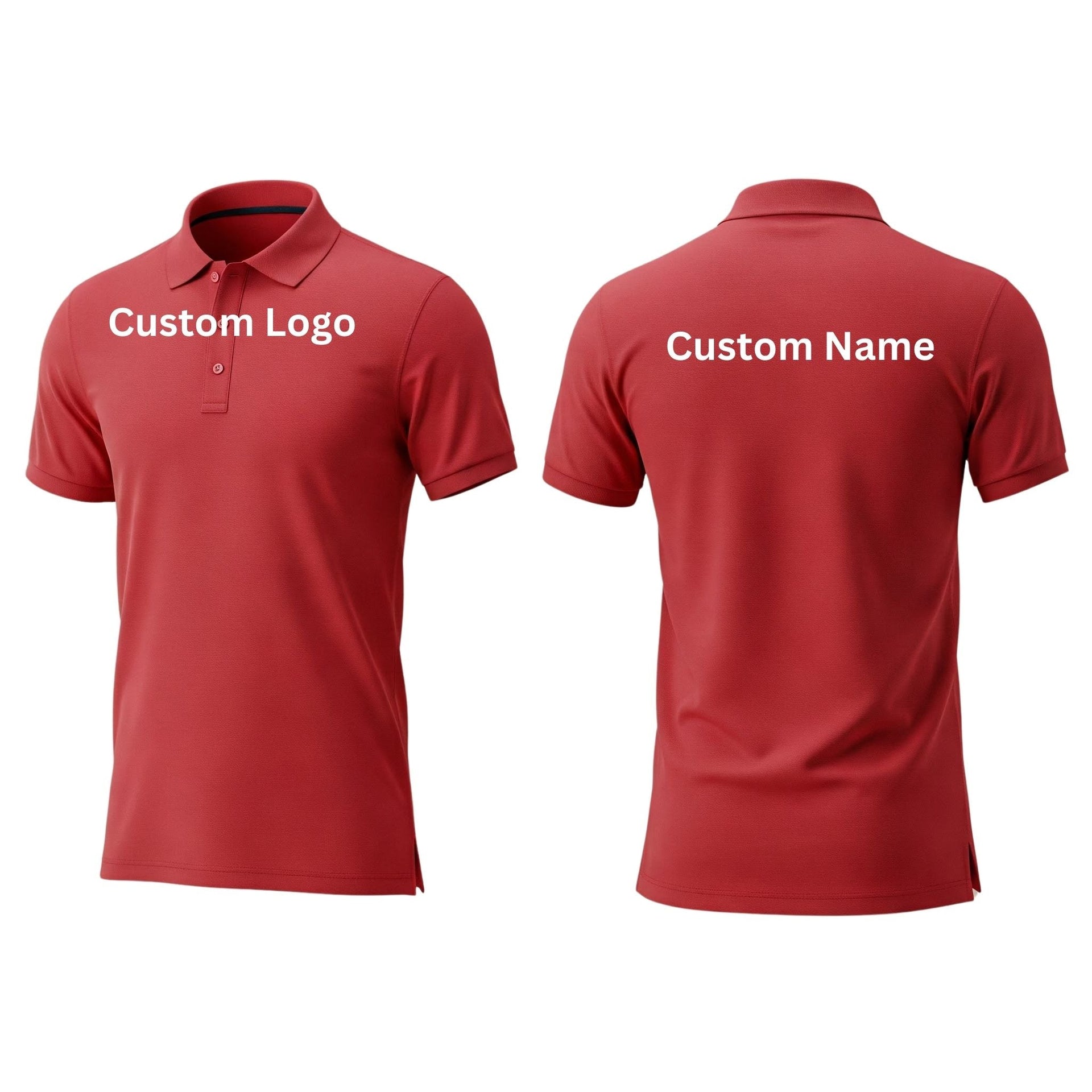 “A man wearing a tailored athletic-fit polo shirt with breathable fabric and moisture-wicking finish, standing confidently in a professional yet sporty setting. Designed for teams, brands, or corporate wear with custom logo options.