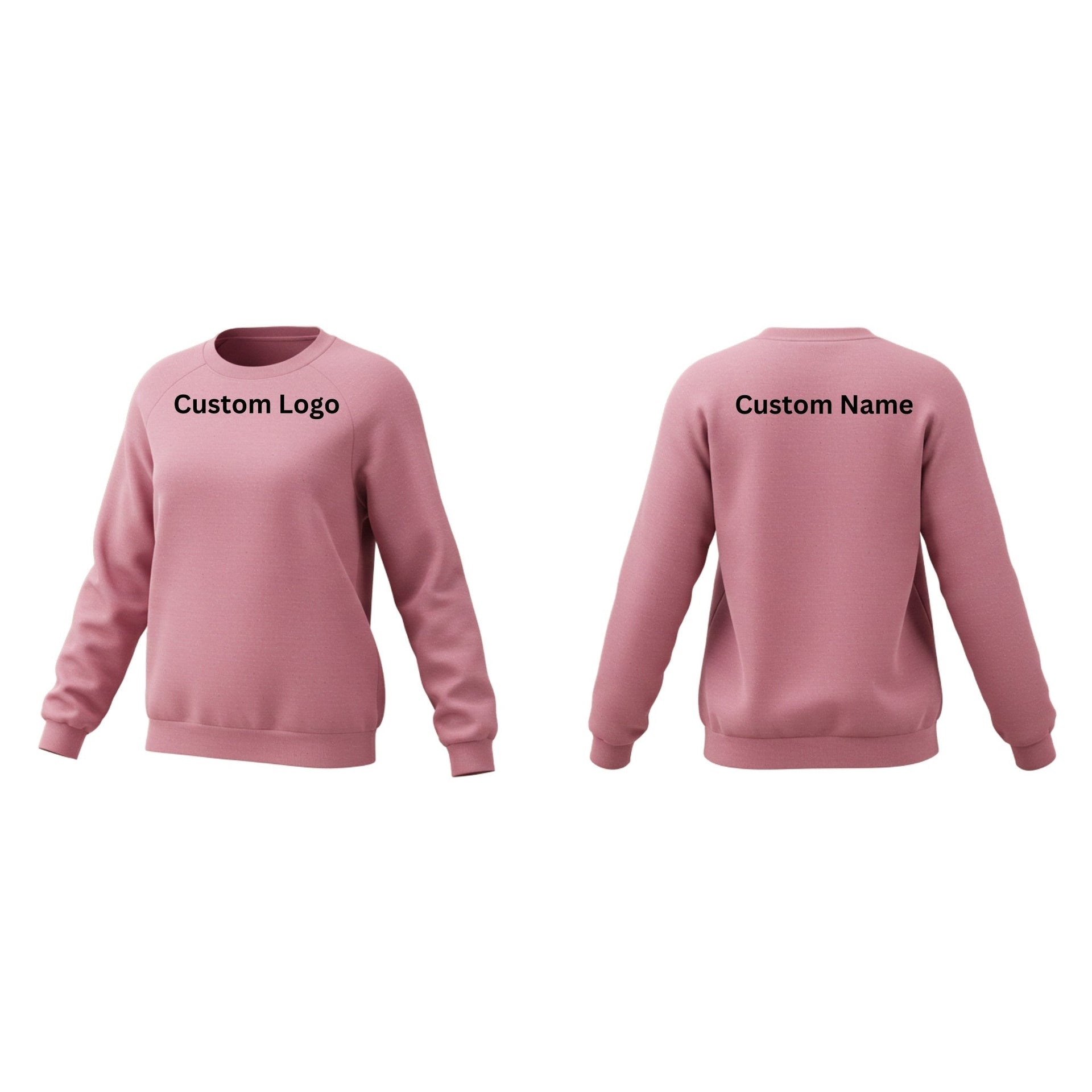 A woman wearing a cozy high-quality fleece sweatshirt with ribbed cuffs and a relaxed fit, standing in a casual outdoor setting. Designed for comfort, durability, and custom branding opportunities.