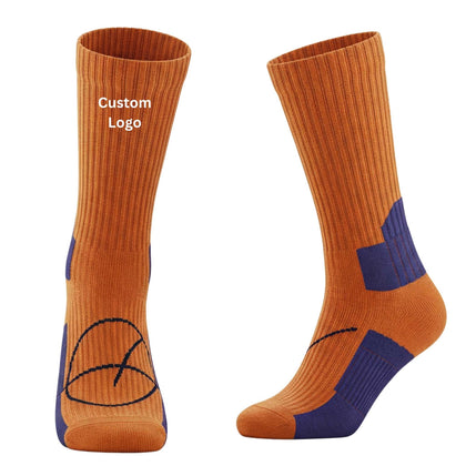 Custom performance socks for football, basketball, and baseball teams and brands in USA, Canada & worldwide. Moisture-wicking, reinforced support, and breathable designs with logo customization.