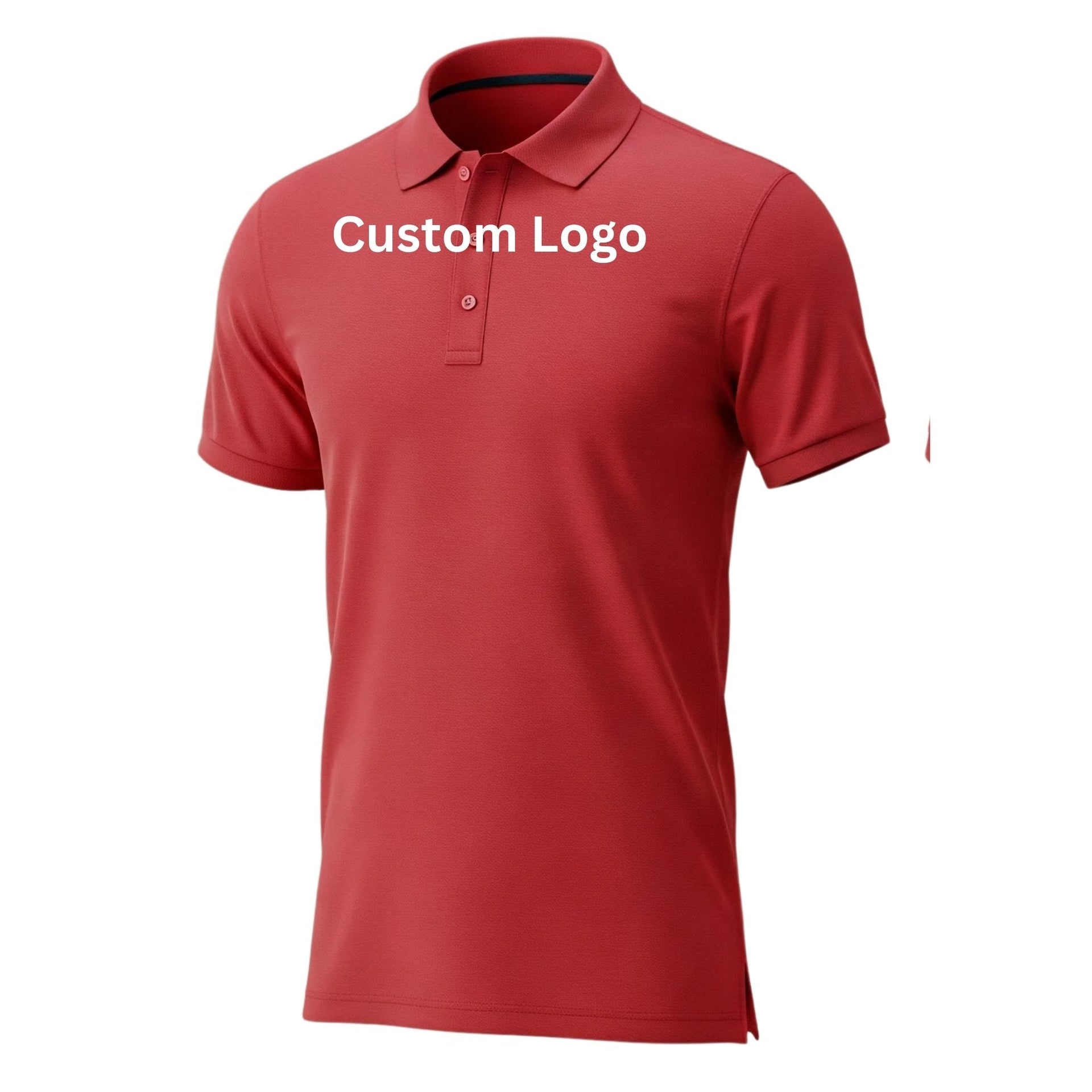 A tailored polo shirt with breathable fabric, reinforced collar, and embroidered logo detail, modeled in a versatile sporty-professional setting. Designed for teams, brands, or casual wear with customizable colors and logos.