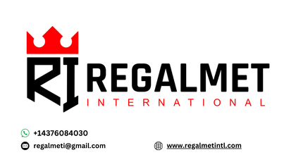 Regalmet International Inc logo with 'RI' and a red crown.
